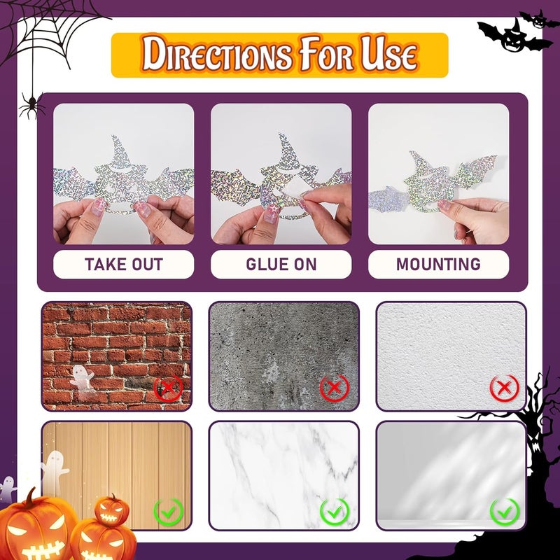DELEMI 120 Pcs 3D Pumpkin Wall Decor,Halloween Decoration Waterproof Spooky Stickers for Room Decals Party Supplies Home Decoration (Silver Pumpkin) - Image 3